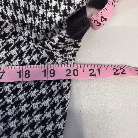 Lands End Houndstooth Sweater Womens Size L Black White Supima Cotton Knit - Picture 6 of 7